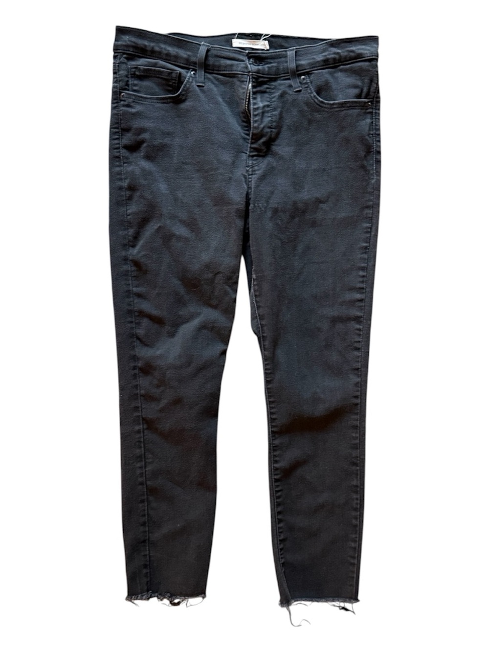 Levi’s Black Women's Frayed Hem High-Rise Shaping Skinny Jeans Size 31